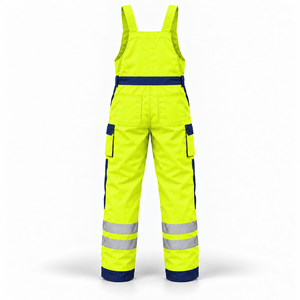 Salopette de travail réfléchissante pour homme avec étiquette personnalisée, bretelles réglables, poches cargo, empiècements noirs aux genoux, uniforme - Product Image 3