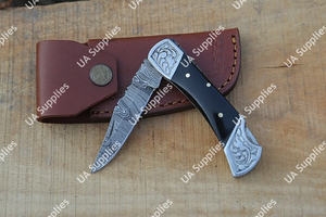 มีดอเนกประสงค์สำหรับเอาตัวรอดทางยุทธวิธี ใบมีดเหล็กดามัสกัสเกรดอุตสาหกรรม ผลิตตามสั่ง OEM ปลายใบมีดแบบ Drop Point ด้ามไม้ - Product Image 3