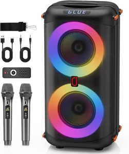 Système de karaoké portable avec haut-parleur Bluetooth et microphones sans fil, très demandé - Product Image 2