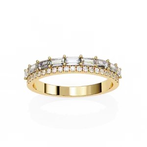 Bague unisexe en or massif 10K 14K 18K avec diamant de laboratoire taille baguette serti en pavé, certifiée IGI, bijou de luxe, cadeau - Product Image 3