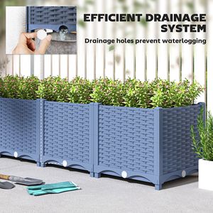 Fioriera rialzata in plastica blu 5 x 1 x 1 piede per esterni, rustica, con fori di drenaggio per ortaggi ed erbe aromatiche - Product Image 6