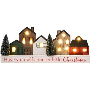 Décorations de Noël rustiques en bois pour table, style ferme, avec lumières LED et minuterie, pour la maison et les fêtes de Noël. - Product Image 1