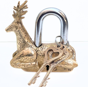 Cadenas en laiton fait main avec clés, style vintage décoratif, pour porte, armoire, portail, boîte, quincaillerie de sécurité domestique - Product Image 5