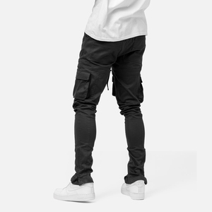 Men High Stretch Skinny Cargo Pants Multi Pocket Solid Color Casual Work Outdoor <b>Jogger</b> Trousers <b>Slim</b> Fit OEM Service - Product Image 3