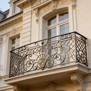 Rampe de balcon murale en fer forgé traditionnel, résistante à la rouille, finition thermolaquée, montage facile pour usage extérieur KHP - Product Image 6