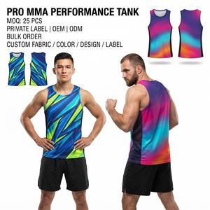 Maillot de combat MMA unisexe imprimé sur mesure, sublimation couleur intégrale, sans manches, pour l'entraînement et la compétition - Product Image 2