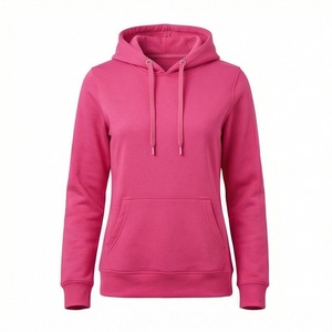 Sweat à capuche d'hiver à manches longues pour femme, personnalisable, couleur unie, logo frontal, en molleton de coton pur, anti-boulochage, OEM - Product Image 1