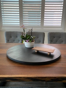 Wood Double Tier Rotating Tray Smooth-Spin Lazy Susan for Tabletop <b>Spice</b> Serving - Product Image 5