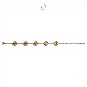 New Fashion Premium Gold Plated Leaf Clover Charm <b>Bracelet</b> for Women Fashion Jewelry at Wholesale Price - Product Image 6