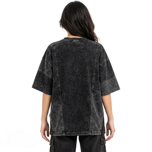 เสื้อยืดโอเวอร์ไซส์สไตล์สตรีทลำลองสำหรับผู้หญิง ลวดลายฟอกสี เหมาะสำหรับใส่แฟชั่นประจำวัน เสื้อยืดโอเวอร์ไซส์ลายฟอกสีสำหรับผู้หญิง - Product Image 5