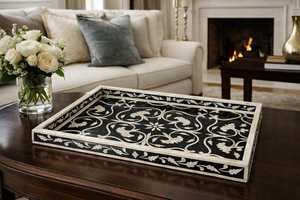 Elegant Resin Inlay <b>Vanity</b> Tray with Arabic Inspired Motif Handmade Decorative Organizer for Luxury Home Decor - Product Image 4
