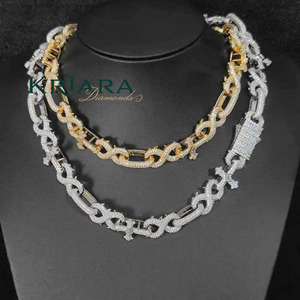 18K Gold Plated Lab Grown Diamond Link <b>Chain</b> Necklace Hiphop Style Unisex Wedding Everyday Wear Jewelry - Product Image 3