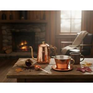 Bouilloire à col de cygne en cuivre Kalita 600 ml, fabrication japonaise, avec poignée, manuelle, pour le bureau, les voyages, le thé blanc, le matcha # 52260 - Product Image 5