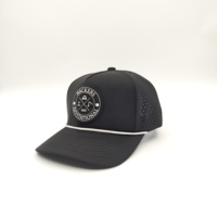 Gorra de béisbol Hackers Invitational 2025 negra de malla ajustada con estampado de goma en relieve unisex para golf, casual, primavera y verano