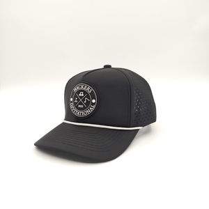 Gorra de béisbol Hackers Invitational 2025 negra de malla ajustada con estampado de goma en relieve unisex para golf, casual, primavera y verano - Product Image 3
