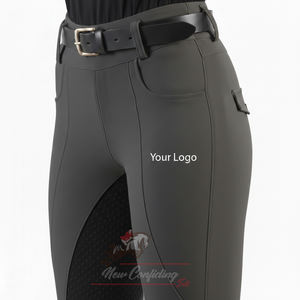 Leggings de equitación de cintura alta al por mayor con silicona en todo el asiento para mujer, fábrica OEM de artículos ecuestres - Product Image 1