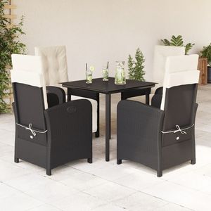 Juego de Comedor para Jardín en Negro y Blanco Crema - Product Image 1