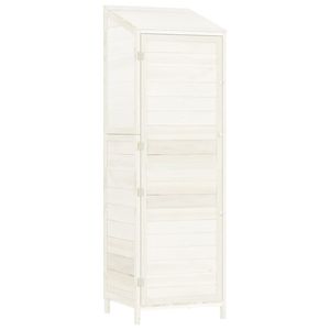 Caseta de Jardín Mediana de Madera de Abeto Sólido Blanca, Diseño Rectangular con Elegante Solución de Almacenamiento - Product Image 2