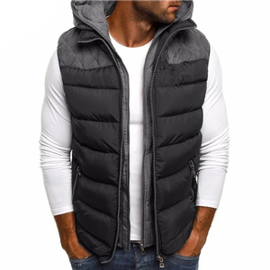 New Arrival Men's Woolen Breathable Winter Windproof Waterproof Padded <b>Vest</b> with Detachable Hood Outdoor Jacket - Product Image 1