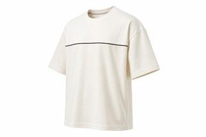 T-shirt à manches courtes pour homme, couleur claire, coupe ample, avec bordure contrastée, t-shirt oversize, col rond, coton tricoté, vêtements décontractés - Product Image 3
