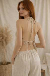 Top Halter de Lino Bohemio Vintage para Mujer, Sin Mangas, con Espalda Descubierta, Corte Holgado, Transpirable, Color Sólido, para Invierno, Primavera y Verano - Product Image 3