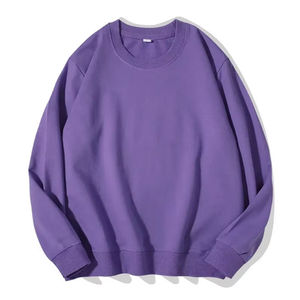 เสื้อสเวตเชิ้ตแขนยาวคอกลมสำหรับผู้หญิง สีม่วงล้วน ใส่ได้ในฤดูใบไม้ร่วง ผลิตจากผ้าฝ้าย 100% ทรงปกติ ระบายอากาศได้ดี - Product Image 1