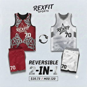 ชุดบาสเก็ตบอล Rexfit Sports แบบสั่งทำพิเศษ ลายตารางหมากรุก คอวี แขนกุด สำหรับผู้ใหญ่ 男女  ระบายเหงื่อได้ดี ใช้ได้ทุกฤดู - Product Image 6