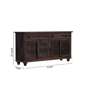<b>Dark</b> Walnut Sheesham Wood <b>Sideboard</b> Cabinet | Handcrafted Dining Furniture Wholesale - Product Image 4