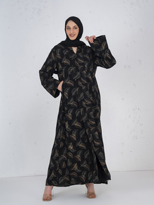 Sanash 2026 Abaya Islámica Modesta de Lujo en Satén de Poliéster Transpirable con Bordado Floral para Mujer, Dubái, Ramadán - Product Image 4