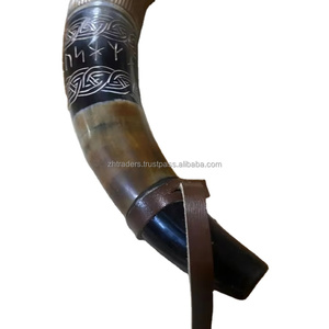 Handmade Polished Buffalo Sounding Horn with Brass Ring Viking Style Waterproof for <b>Battle</b> Reenactment and Decor - Product Image 1