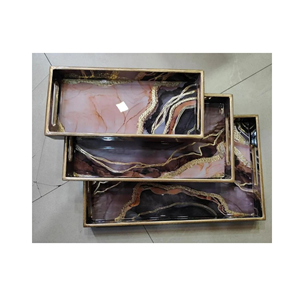 Plateau de service en bois MDF de luxe avec impression florale pour hôtel, taille personnalisée, plateaux MDF de bonne qualité pour la cuisine à prix abordable - Product Image 1