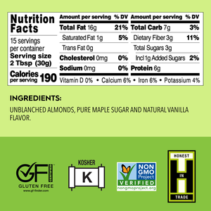 Beurre d'amande en vrac 16 oz avec du miel d'érable et de la vanille, durée de conservation de 18 mois - Product Image 2