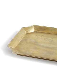 Bandeja de Servir Dulces de Latón de Diseño Moderno, Bandeja Decorativa de Latón, Diseño Minimalista Chapado en Oro, Forma Rectangular, Color Dorado para Té - Product Image 2