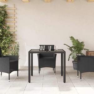 Robusto Tavolo da Giardino 35.4 X 35.4 Pollici in Rattan PE Nero - Product Image 3