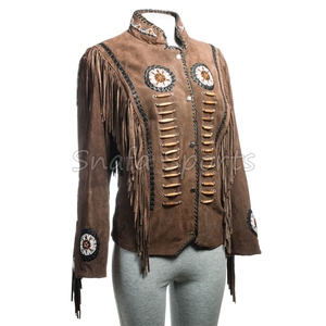 แจ็คเก็ตคาวเกิร์ลหนังกลับสุดเท่ห์ แฟชั่นล่าสุด เสื้อโค้ทฤดูหนาวสำหรับผู้หญิง พร้อมดีไซน์สั่งทำพิเศษ แจ็คเก็ตหนังแท้สไตล์ตะวันตก - Product Image 3