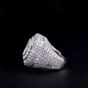 Iced Out <b>Cushion</b> Shape Round Cut Moissanite Diamond <b>Statement</b> Ring Custom Bust Hip Hop Engagement Jewelry Anniversary Gifts Him - Product Image 6