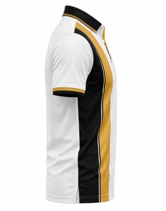 Polo de hombre de manga corta con bloques de color, transpirable, tejido, 100% algodón, diseño casual, logotipo frontal - Product Image 3