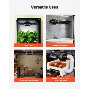 Ventilatore di Scarico Silenzioso a 4 Vane in Linea con Motore AC Potente da 180 CFM, Ventilatore Industriale ad Alto Flusso d'Aria per Raffreddamento e Ventilazione - Product Image 5