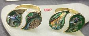 Bohemia <b>abalone</b> <b>shell</b> Brass Rings Gold Plated Women's anniversary Gift Jewelry - Product Image 1