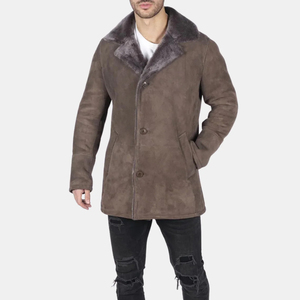 Vêtements d'extérieur en cuir et fourrure élégants pour hommes, mode d'hiver haut de gamme, vente en gros, manteau en fourrure pour hommes de qualité supérieure - Product Image 2
