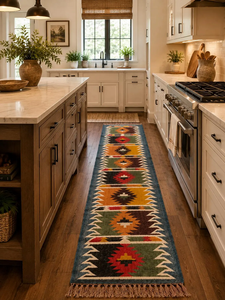 Farmhouse Colorful Handwoven Wool Jute <b>Runner</b> <b>Rug</b> Tribal Boho Southwestern Kilim Geometric <b>Kitchen</b> Hallway Stair Floor Carpet - Product Image 4