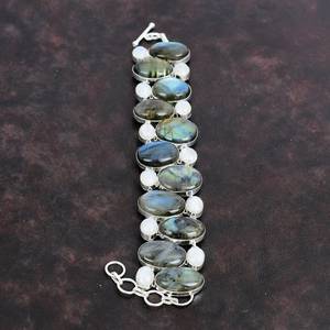 Labradorite Moonstone Bracelet Handmade 925 Sterling Silver Art Deco Gemstone Bracelet Gift For Women Elegant - Product Image 3
