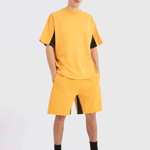 Ensemble décontracté d'été pour hommes, respirant, personnalisé, t-shirt et short, 100% coton, délavé à l'acide, ensemble deux pièces pour hommes - Product Image 1