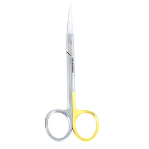 Tijeras Dentales de Acero Inoxidable Premium, Instrumentos Quirúrgicos Dentales de Carburo de Tungsteno, 160 mm, Curvas y Puntiagudas, Doradas TC - Product Image 1