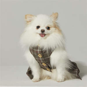 Vestidos para perros con botones y cuello redondo a cuadros retro personalizados ODM - Product Image 5