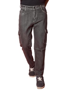 Jean en denim tissé noir mi-lourd pour homme, coupe décontractée, jambe large, extensible, élégant et écologique – Disponible en ligne - Product Image 4