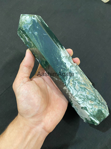 Obélisque en Agate Mousse Naturelle Polie, Pointe de Cristal, Pierre Précieuse, Tour Décorative, Cristal de Guérison, Vente en Gros - Product Image 2