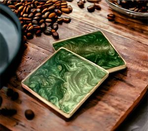 Glam Fall Resin Coasters with Leaves Pumpkins Acorns Irregular Shape Non-Slip <b>Mats</b> & Pads <b>Plastic</b> <b>Table</b> Decor Coaster Set - Product Image 2