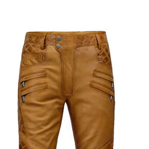 Pantalones Casuales de Motociclista para Hombre, de Cuero PU Marrón, Cintura Alta, Múltiples Bolsillos, Transpirables, Resistentes al Viento, Corte Recto, para Otoño - Product Image 5