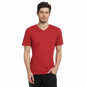 T-shirt col V personnalisé de haute qualité pour homme – Décontracté, uni, basique, grande taille, pull-over - Product Image 1